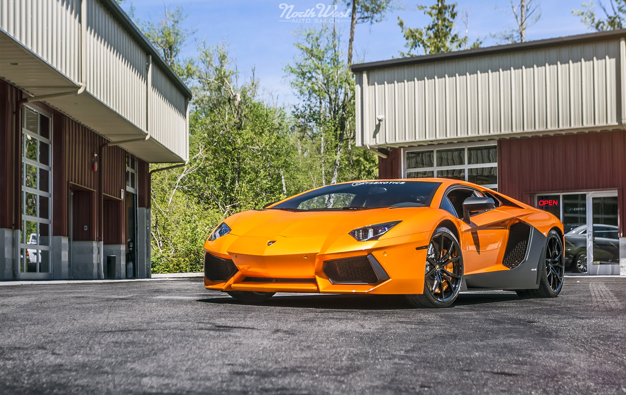 Orange Lamborghini Aventador in Seattle at NorthWest Auto Salon