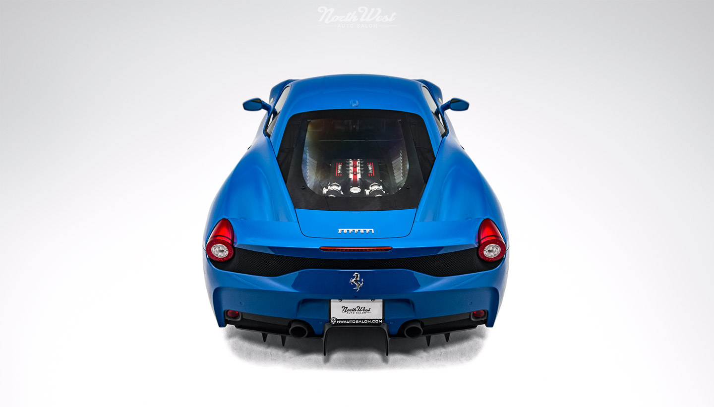 Azzurro-Dino-Ferrari-458-Speciale-XPEL-Ultimate-paint-protection-studio-rear-s
