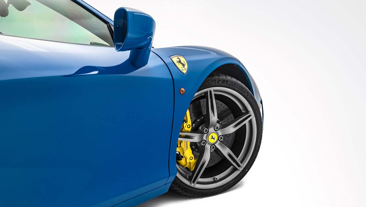 Azzurro-Dino-Ferrari-458-Speciale-XPEL-Ultimate-paint-protection-studio-yellow-calipers-s-2