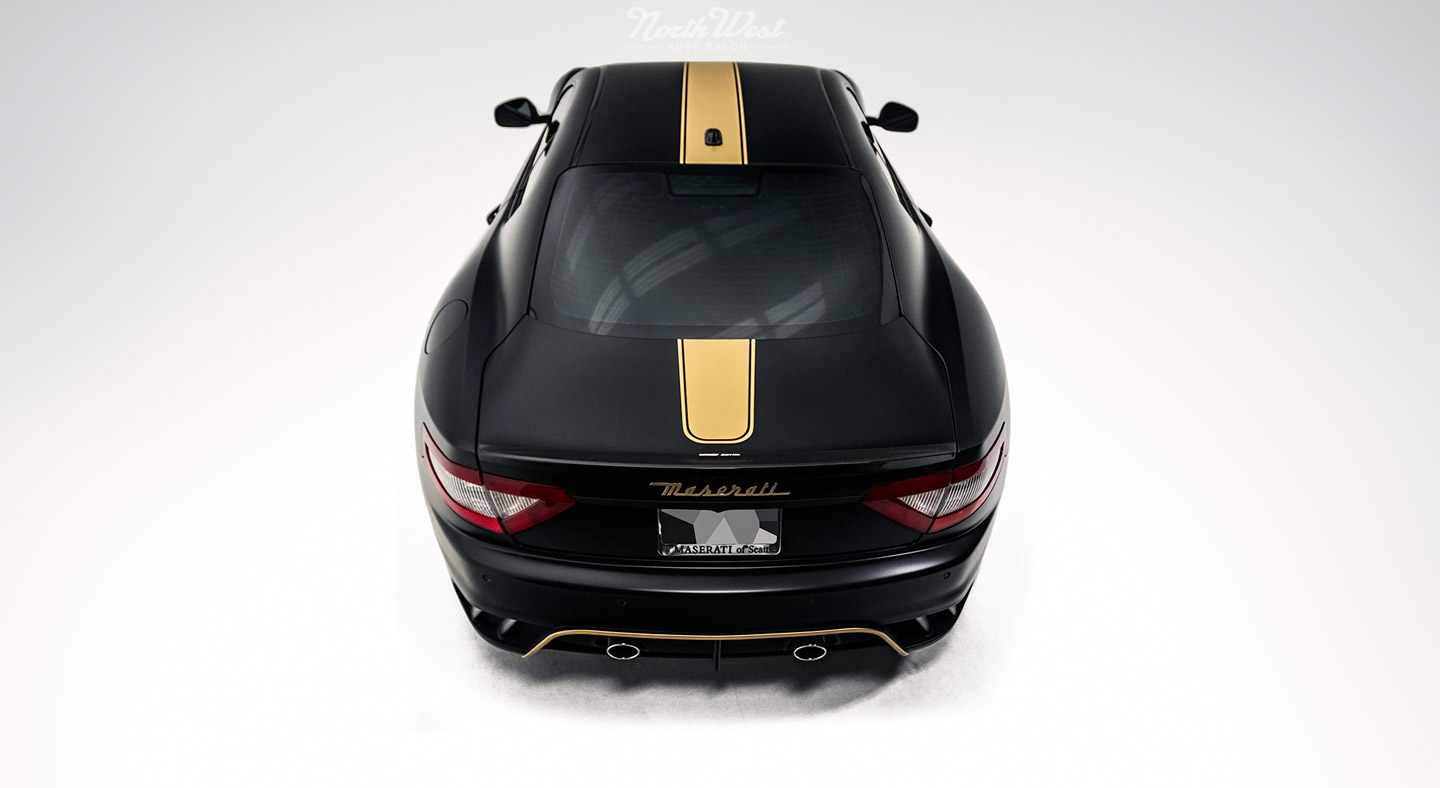 Maserati-Gran-Turismo-MC-SportLine-XPEL-STEALTH-Satin-Gold-vinyl-stripe-back