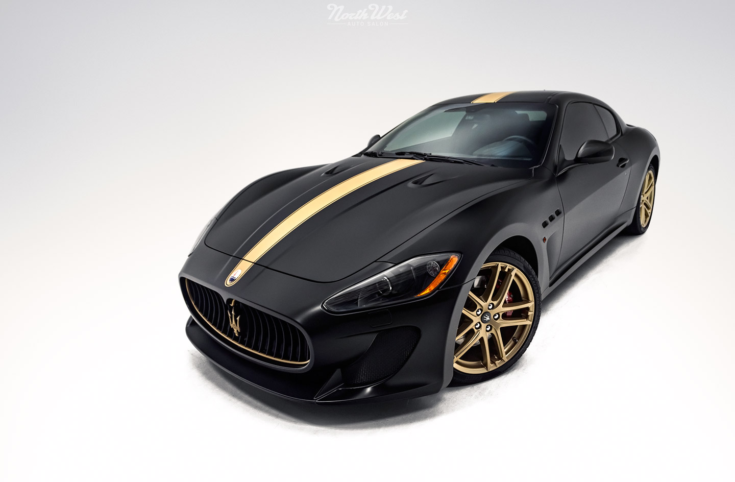 Maserati-Gran-Turismo-MC-SportLine-XPEL-STEALTH-Satin-Gold-vinyl-stripe-front-qtr